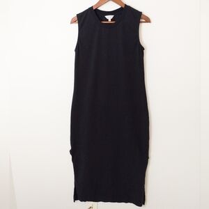 Part Two Classic Midi Dress with Side Slits Black Size Medium